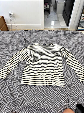 Armor Lux Amiral Long-Sleeve Breton Striped Shirt Cream & Black Size 4